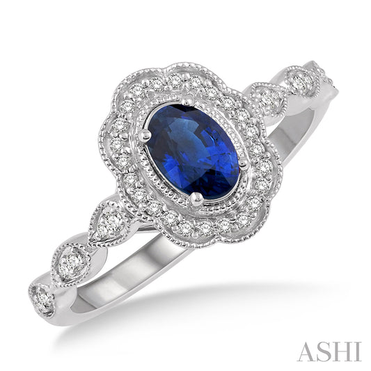 Oval Shape Sapphire & Diamond Ring