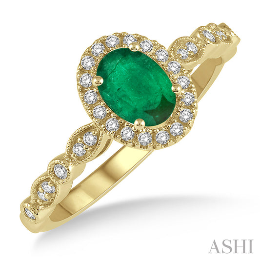 Oval Shape Emerald & Diamond Ring