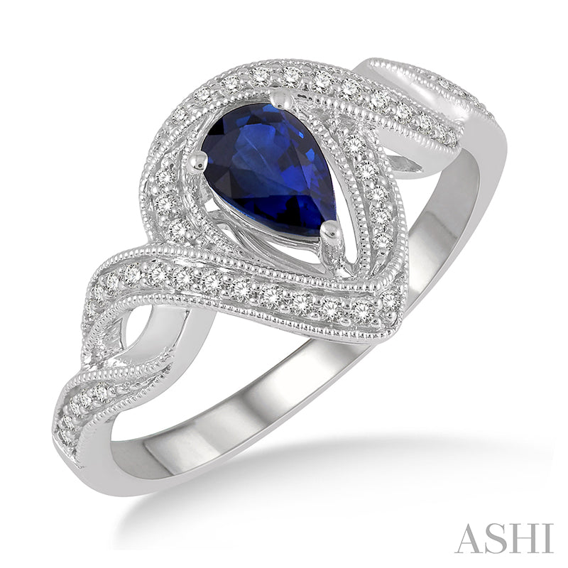Sapphire Diamond Pear Shape Ring