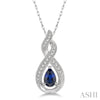 Pear Shape Sapphire & Diamond Pendant