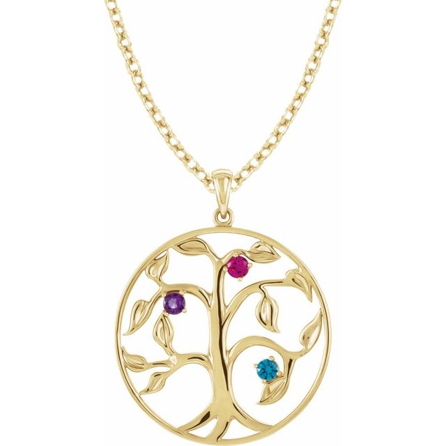 Gold Family Tree Birthstone Necklace