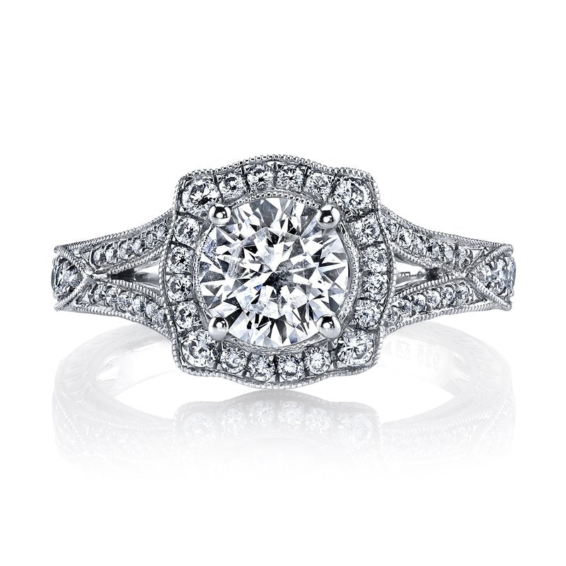 Diamond Sapphire Engagement Ring Vintage Inspired 1.60ctw
