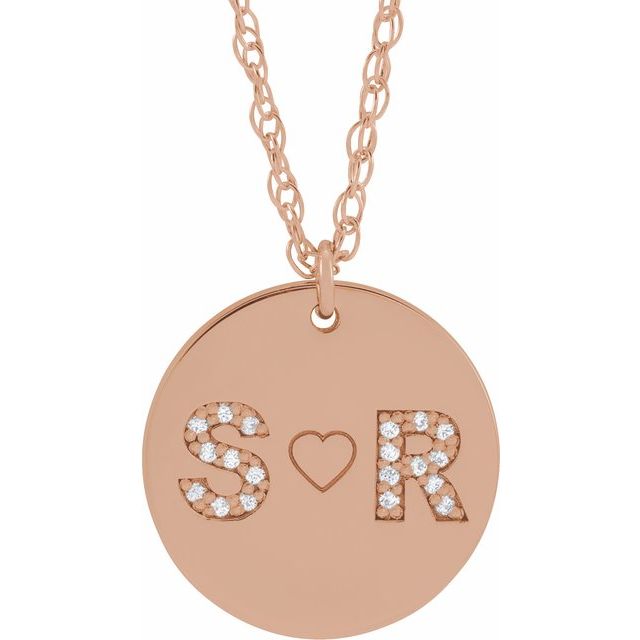 Personalized Couples Natural Diamond Initial 18