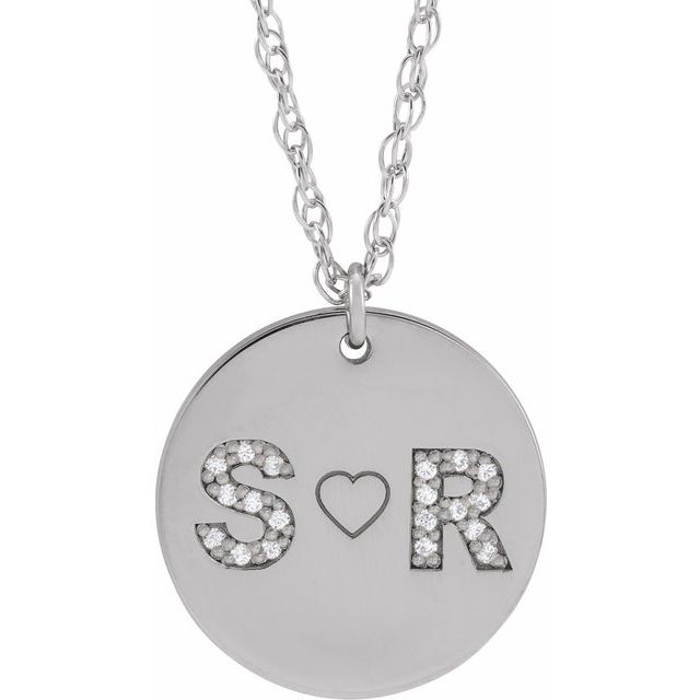 Personalized Couples Natural Diamond Initial 18" Necklace