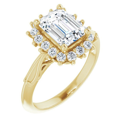 2 Carat Emerald Cut Halo Diamond Ring