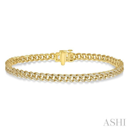 Yellow Gold Cuban Link Diamond Bracelet