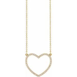 14K Yellow 1/4 CTW Natural Diamond Heart 16" Necklace