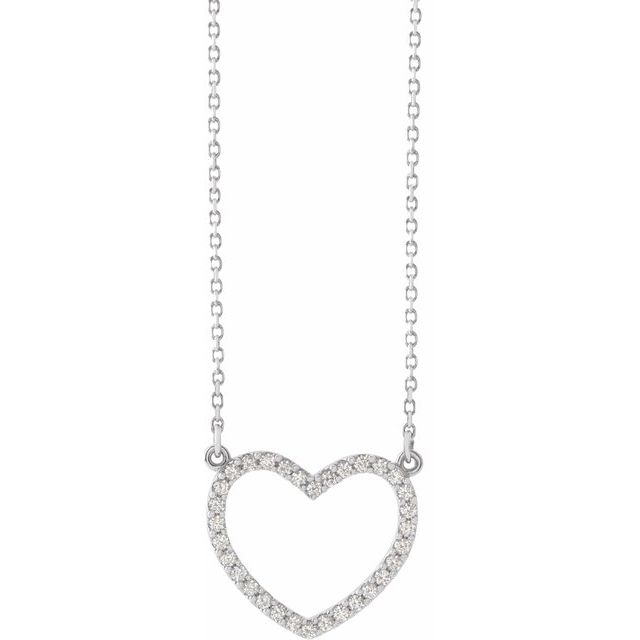 14K White 1/5 CTW Natural Diamond Small Heart 16" Necklace