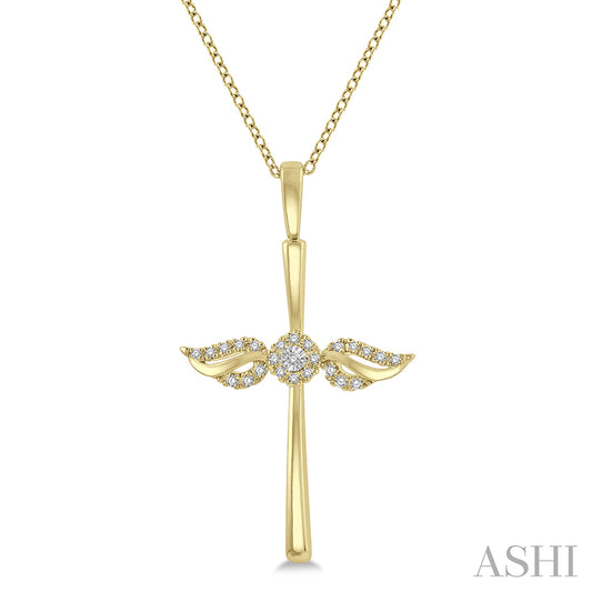 Diamond Angel Wings Cross Pendant