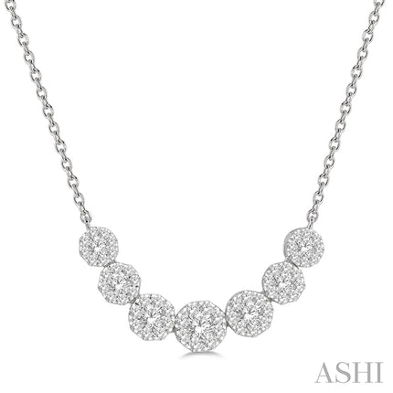 Round Cut Diamond Lovebright Necklace in 14K White Gold