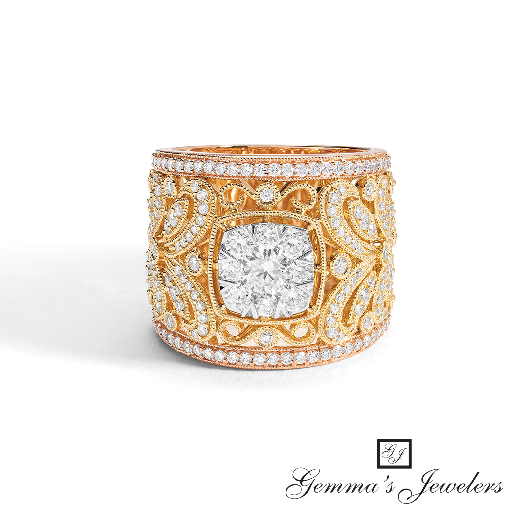 Opulent Custom Design Couture Cocktail Fashion Ring in 18K Gold | Gemmas Jewelers