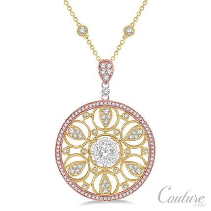 Sophisticated Custom Design Couture Pendant in Tri-Color 18K Gold  | Gemma's Jewelers