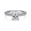 Scalloped Shank Pave Set Princess Cut Diamond Engagement Ring in 14K Gold | Gemma's Jewelers