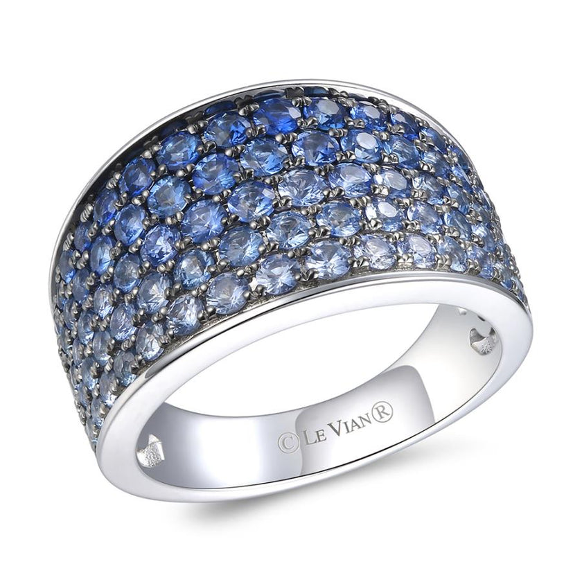 Bold & Brilliant LeVian Ombre Sapphire Cigar Band Ring in 14K Vanilla Gold | Gemmas Jewelers