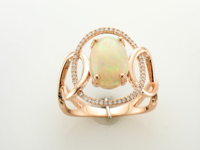 Bold and Beautiful LeVian Ring with Neopolitan Opal & Vanilla Diamonds in 14K Strawberry Gold | Gemma's Jewelers