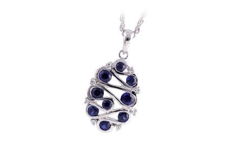 14KT White Gold Sapphire Necklace