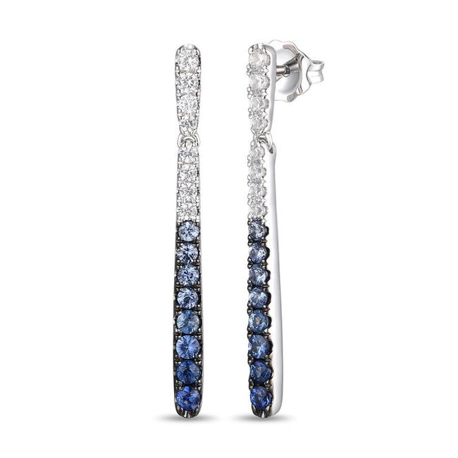 Chic & Elegant LeVian Denim Ombré Sapphire Earrings in 14K Vanilla Gold | Gemmas Jewelers