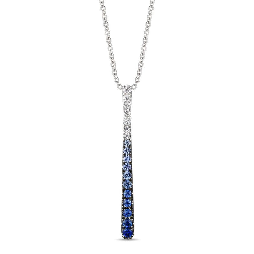Chic & Elegant LeVian Denim Ombré Sapphire Pendant in 14K Vanilla Gold | Gemmas Jewelers