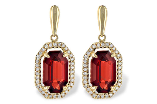 14k Garnet Diamond Earrings