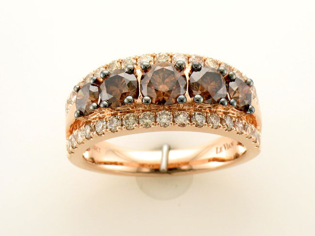 Dazzling LeVian Creme Brulee Ring with Chocolate & Nude Diamonds in 14K Strawberry Gold | Gemmas Jewelers