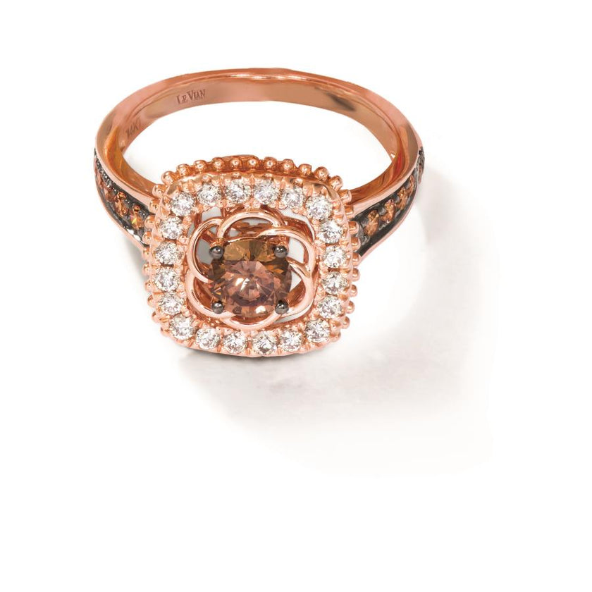 Dazzling LeVian Ring with Chocolate & Nude Diamonds in 14K Strawberry Gold | Gemma's Jewelers