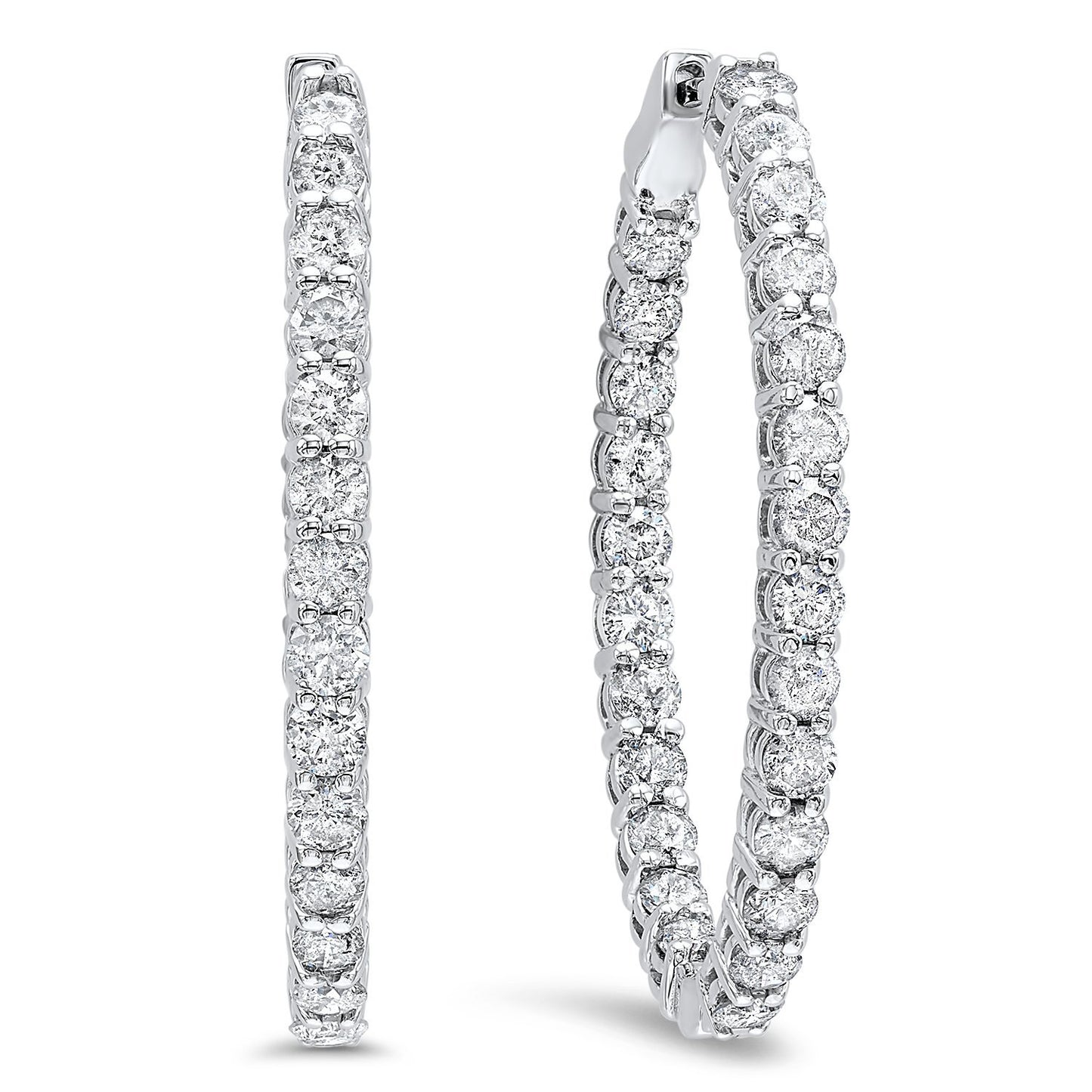 14K White Gold In-Out Diamond Earrings 1 ct