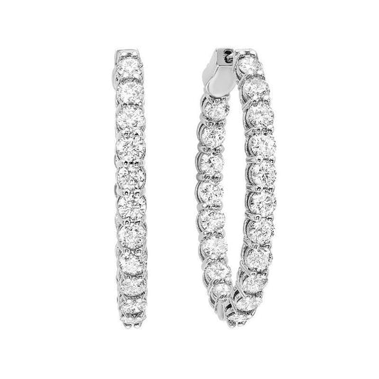 14K White Gold In-Out Diamond Earrings 2 ct