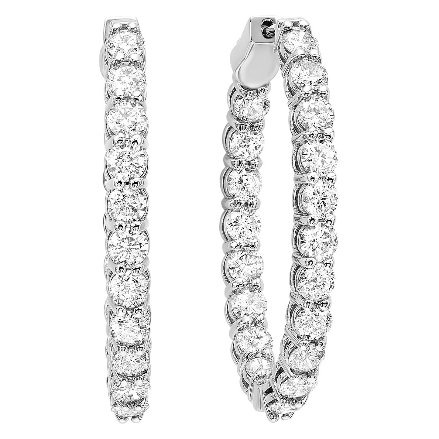 14K White Gold In-Out Diamond Earrings 5 ct