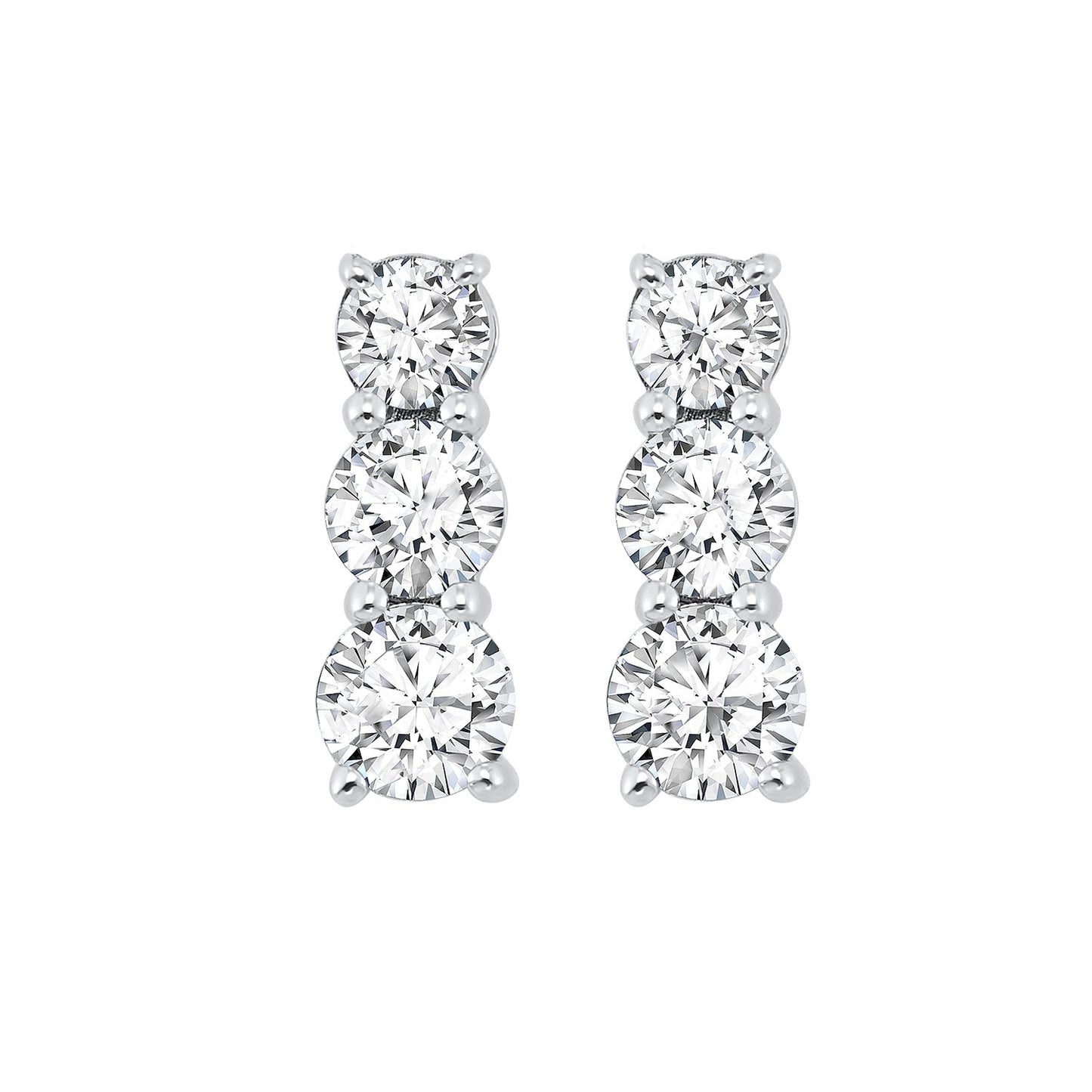 14K Diamond 3 Stone Earring 1/2ctw