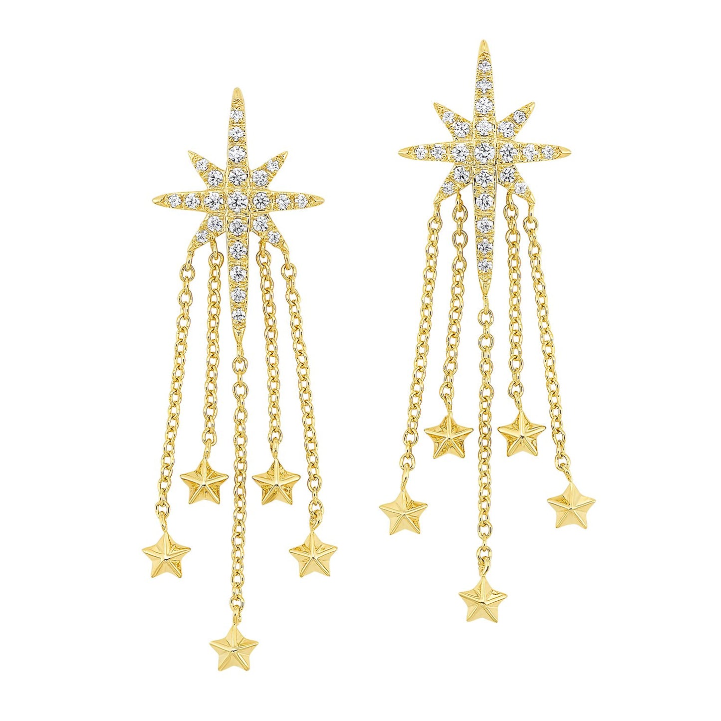14K Diamond Star Earrings 1/4ctw