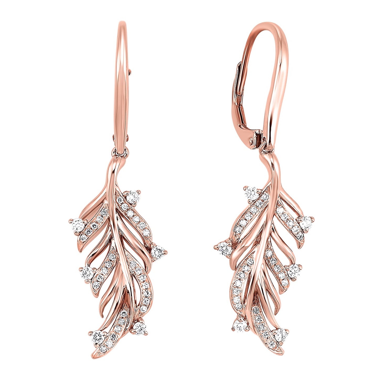 14K Rose Gold Diamond Earrings 1/3 ctw