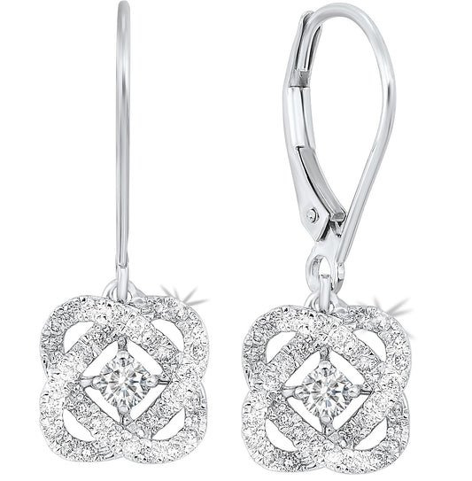 Ladies 14K White Gold Diamond Earrings LOVE'S CROSSING Collection