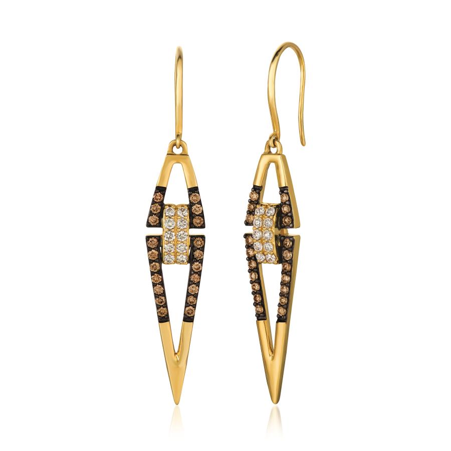 Exquisite LeVian Chocolatier Earrings with Vanilla & Chocolate Diamonds in 14K Honey Gold | Gemmas Jewelers