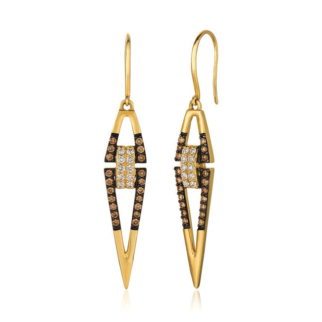 Exquisite LeVian Chocolatier Earrings with Vanilla & Chocolate Diamonds in 14K Honey Gold | Gemmas Jewelers