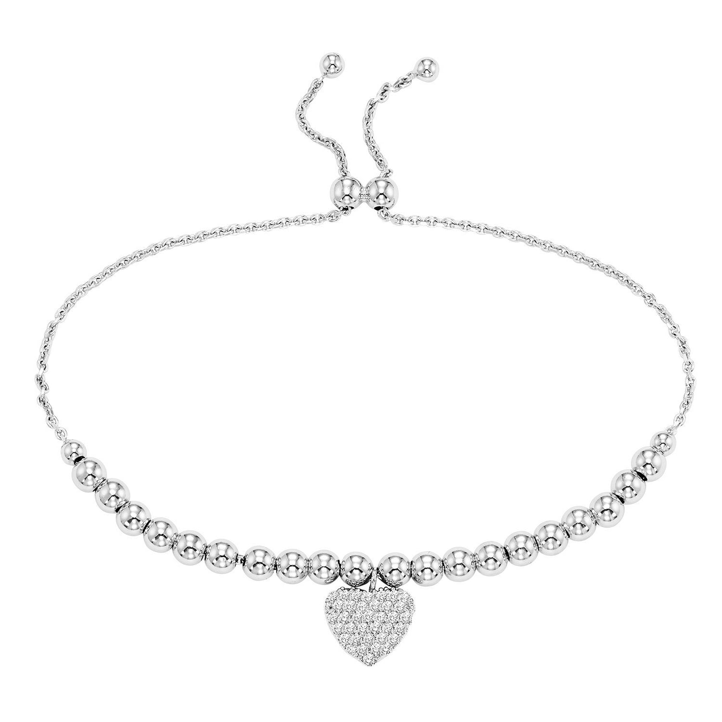Silver Heart Bolo Bracelet