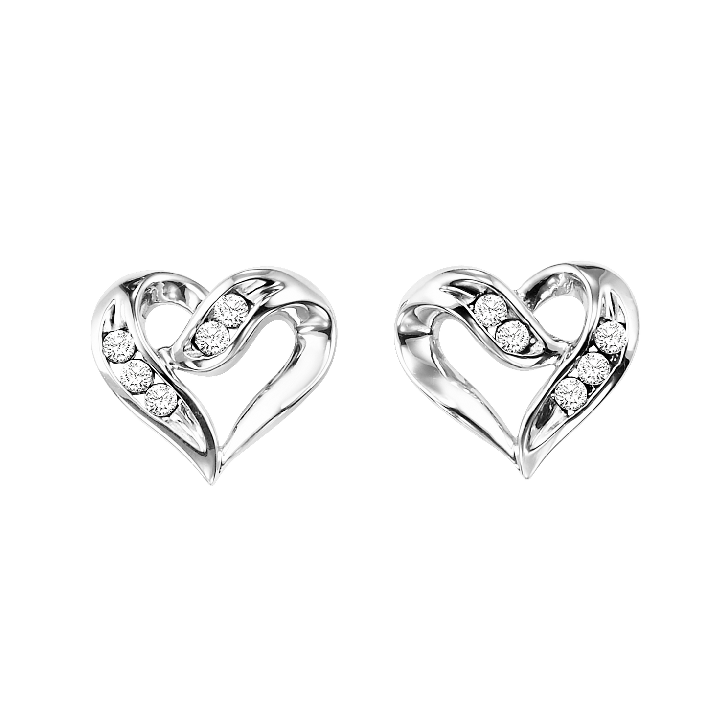 Silver Diamond Heart Earrings