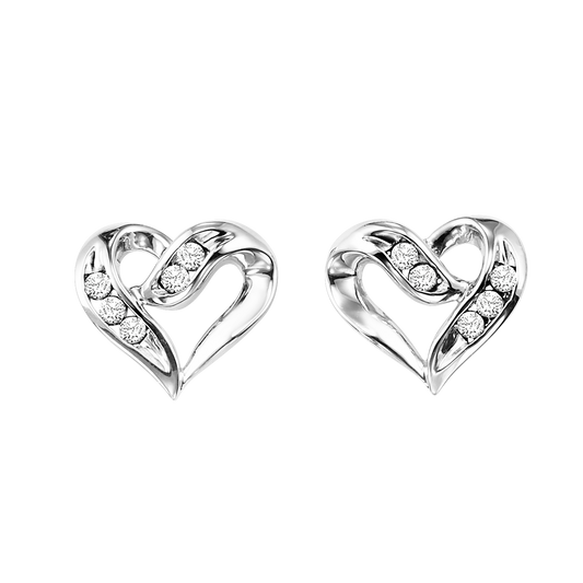Silver Diamond Heart Earrings