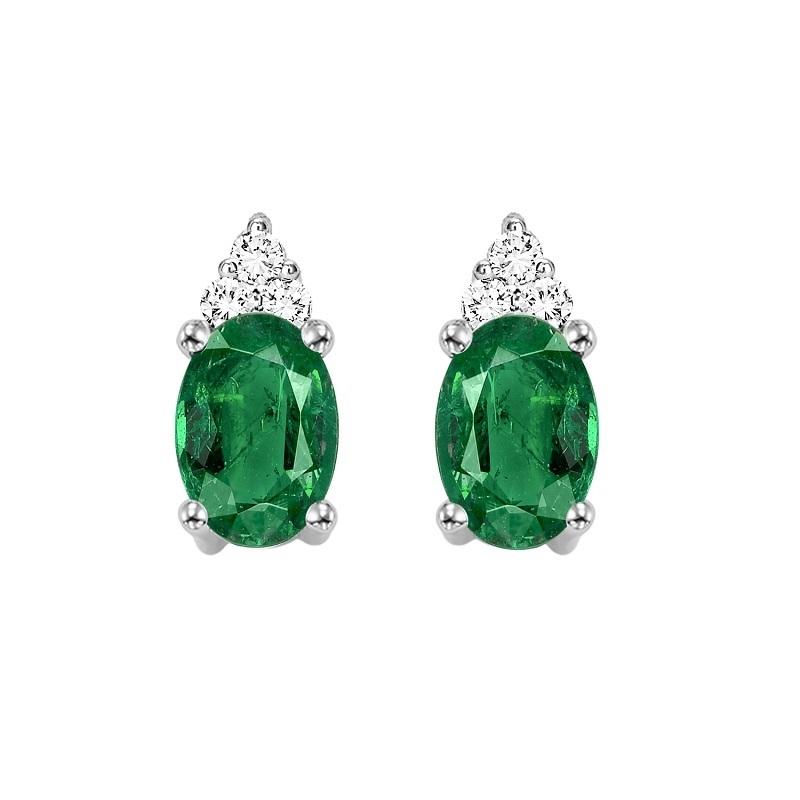10KT White Gold Birthstone Earrings - Emerald - May