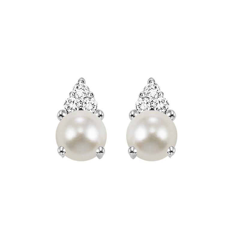 10KT White Gold Birthstone Earrings - Pearl - June