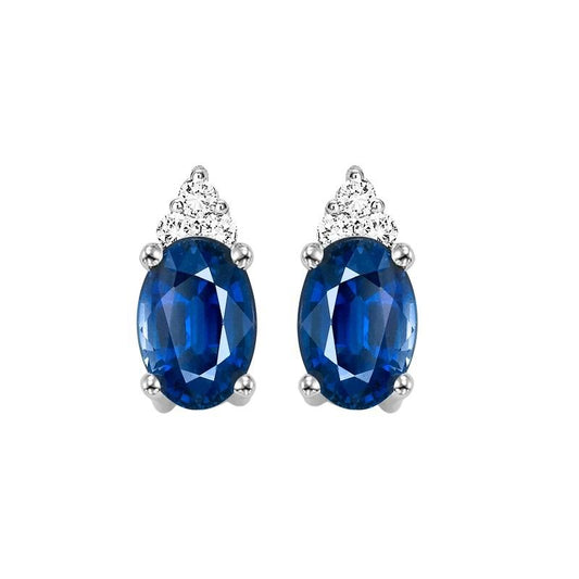 10KT White Gold Birthstone Earrings - Sapphire - September