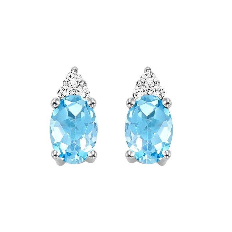 10KT White Gold Birthstone Earrings - Blue Topaz - December