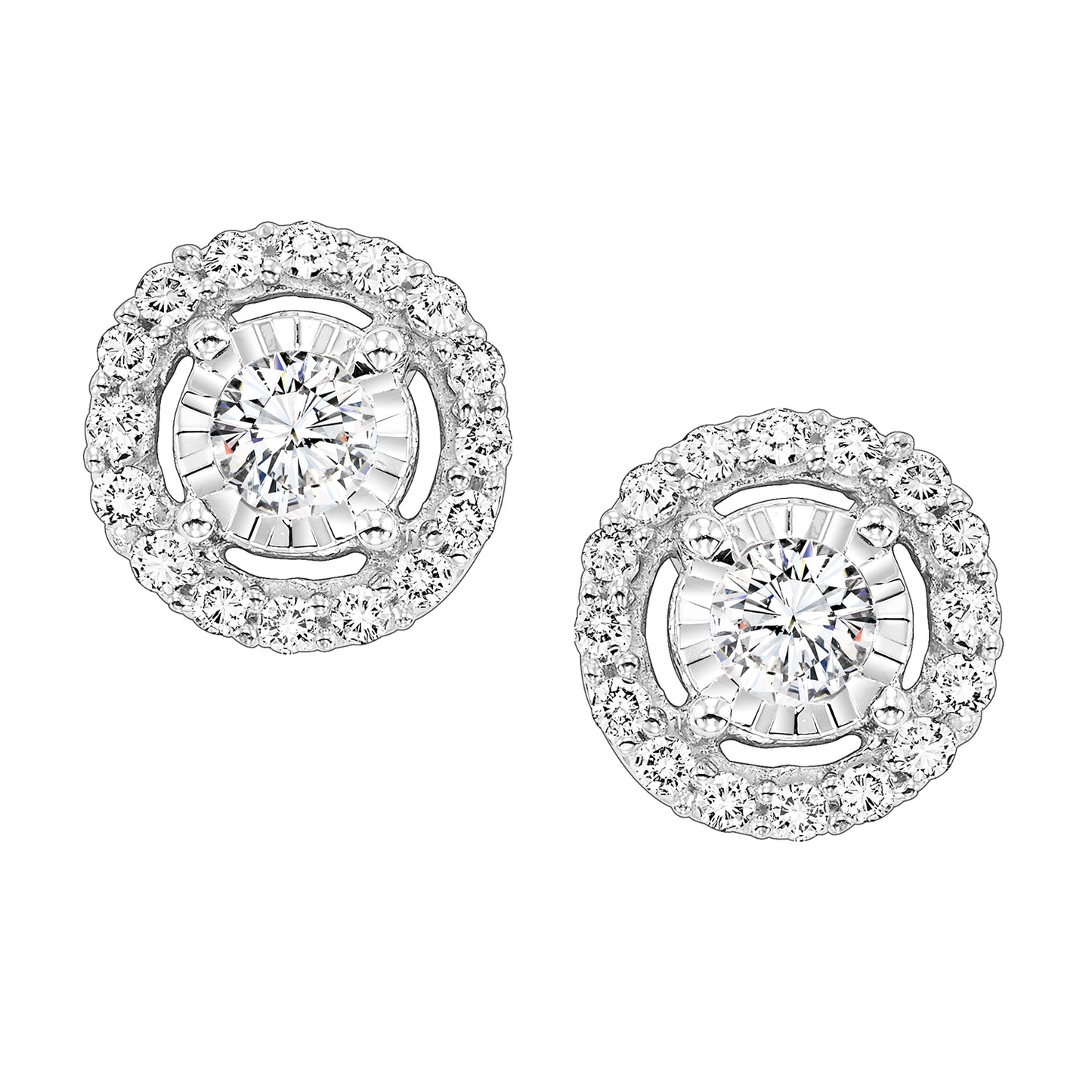 14K White Gold Diamond Earrings 1/2 ct