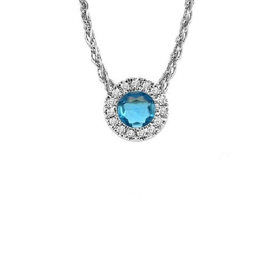 14KT White Gold Mixable Pendant - Aquamarine - March