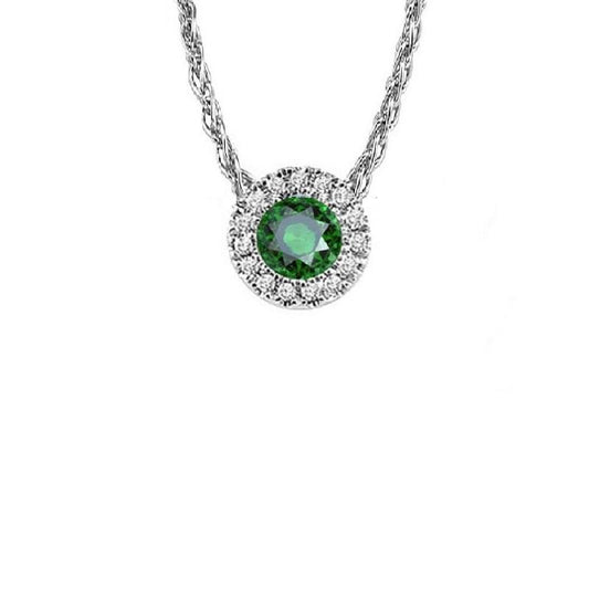 14KT White Gold Mixable Pendant - Emerald - May