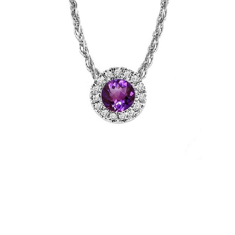 14KT White Gold Mixable Pendant - Amethyst - February