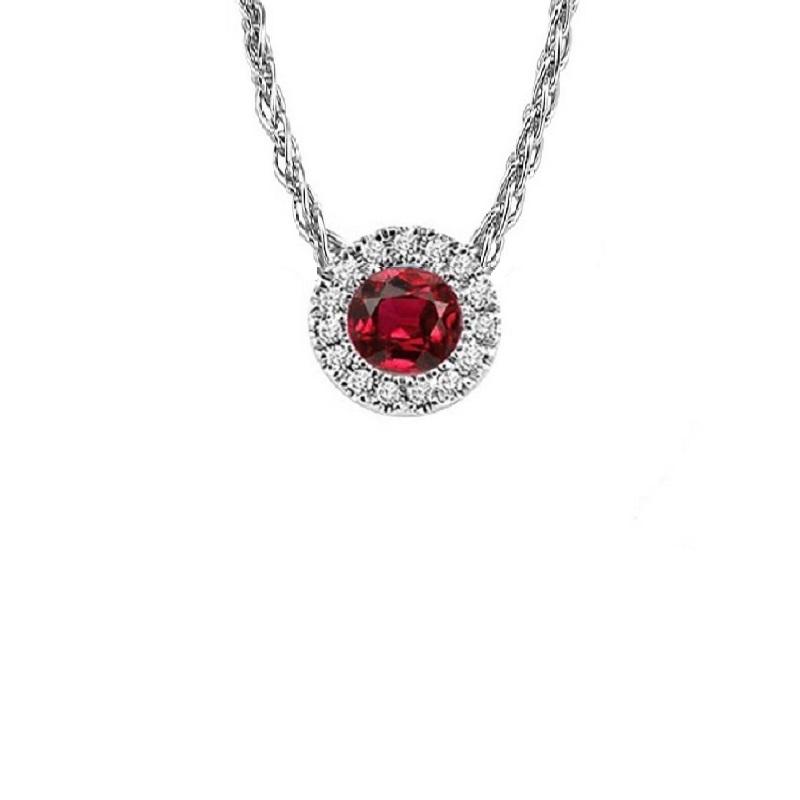 14KT White Gold Mixable Pendant - Ruby - July