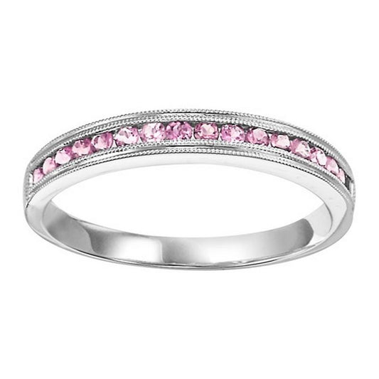 14K White Gold Pink Tourmaline Mixable Ring
