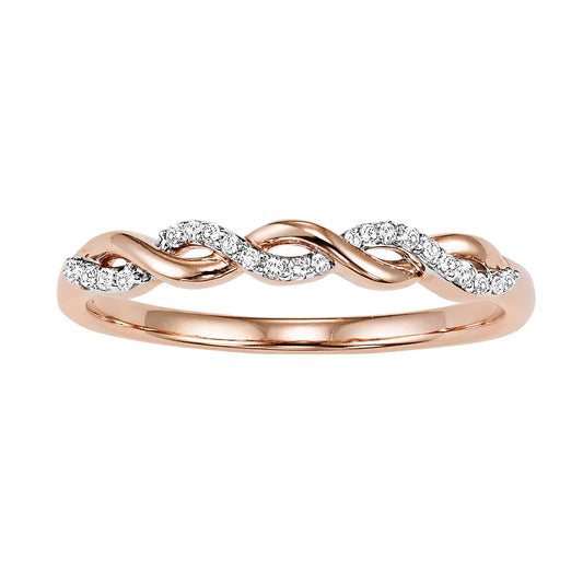 14K Rose Gold Interlocking Diamond Ring - 1/20 ct.