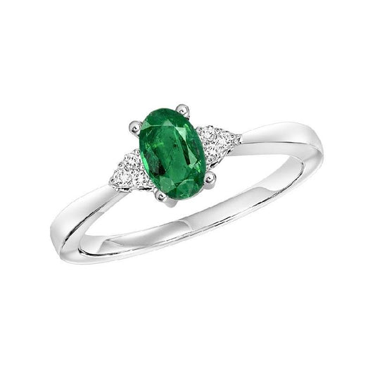 10KT White Gold Birthstone Ring - Emerald - May