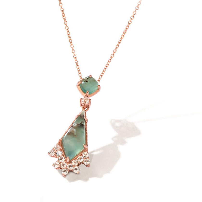 Fabulous LeVian Pendant featuring Peacock Aquaprase & Vanilla Topaz in 14K Strawberry Gold  | Gemmas Jewelers